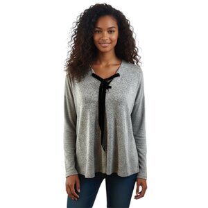 Rails Leigh Melange Gray Lace-Up Neckline Sweater Size Medium